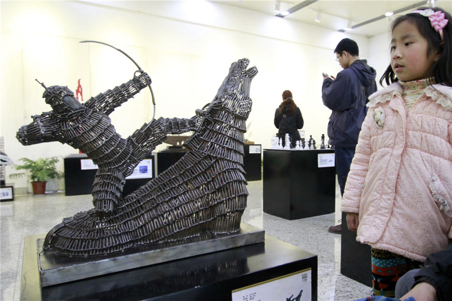 Sports sculptures exhibited in Nanjing